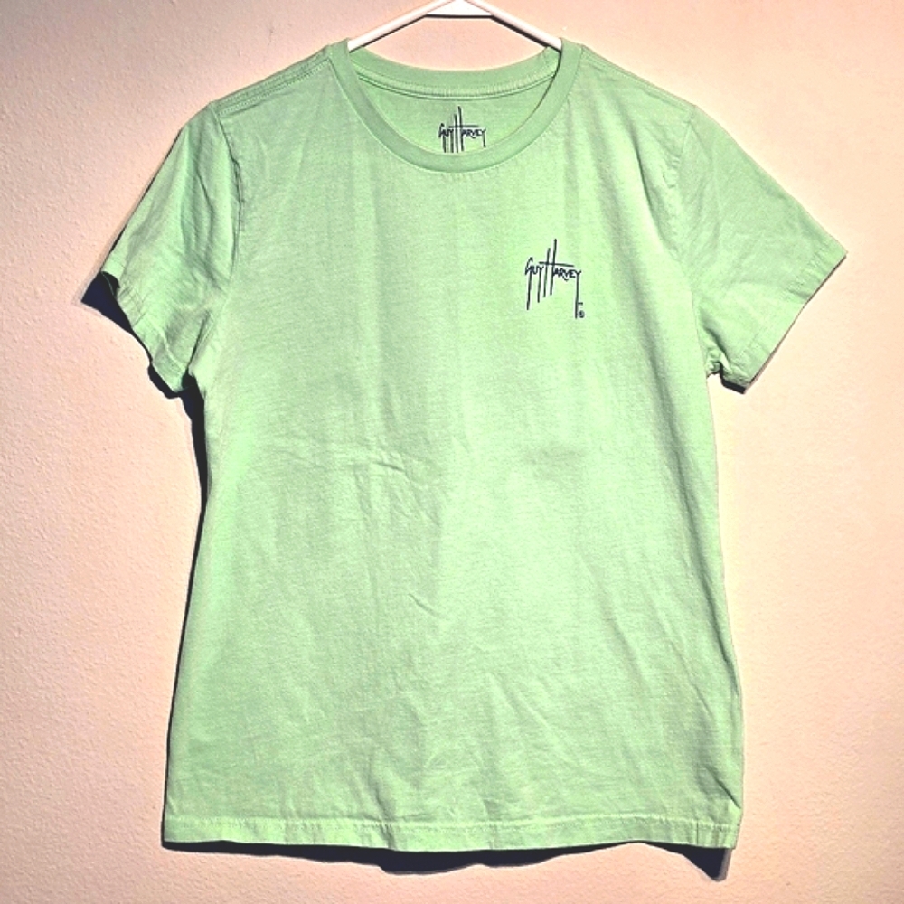Guy Harvey Parrots Tropical Birds Graphic T-shirt Light Green, Mens Small EUC - Picture 3 of 5